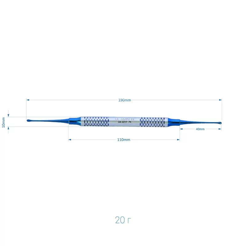 Кюретка костная Мольта (Molt) Blue, 190 мм
