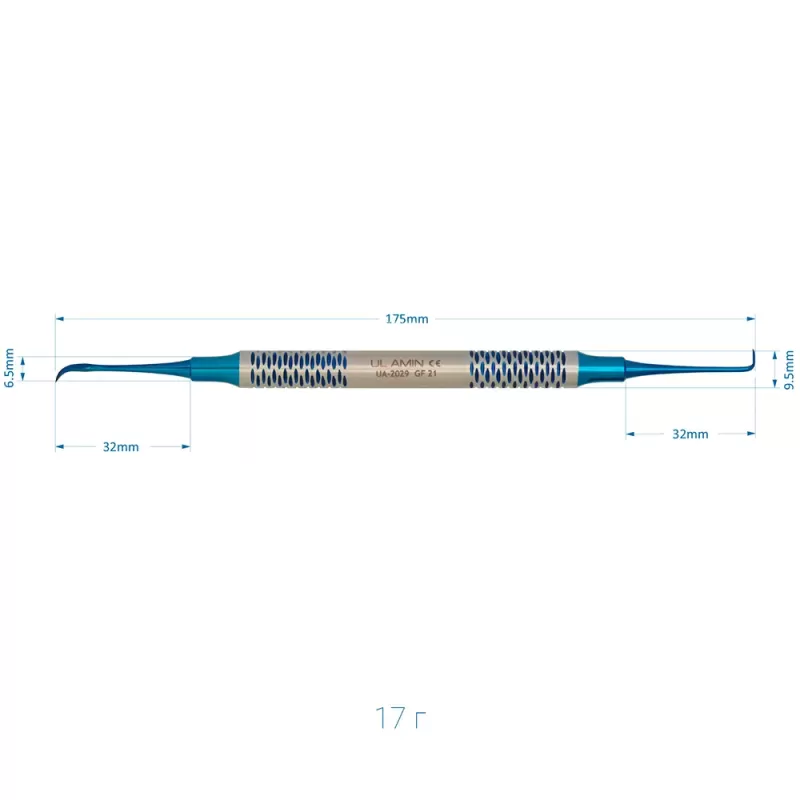 Кюретка костная для щелевидных дефектов Blue, 175 мм