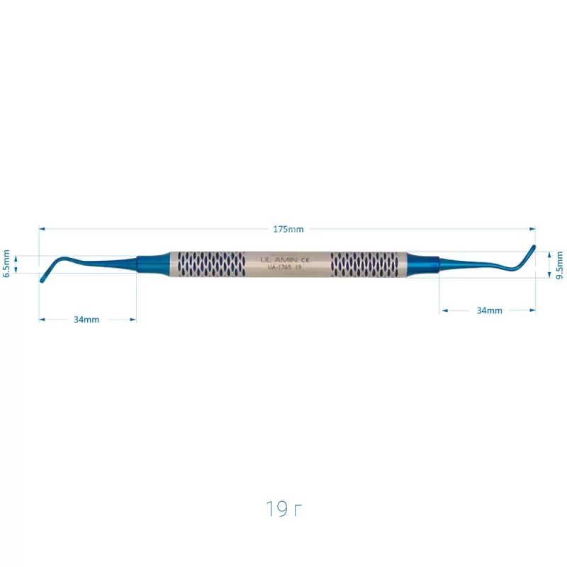 Кюретка костная каплевидная Blue, 175 мм