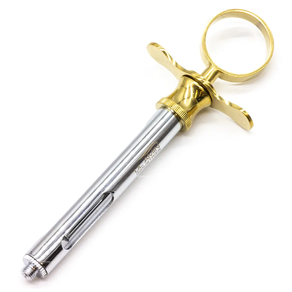 Карпульный шприц для дентальной анестезии с металлической ручкой, Gold Карпульный шприц для дентальной анестезии с металлической ручкой, Gold