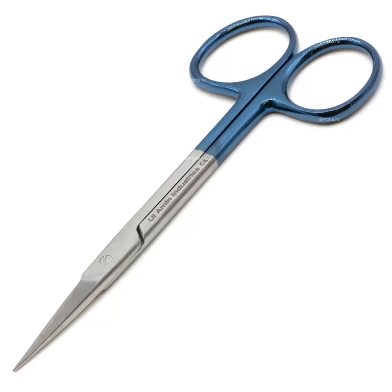 Ножницы хирургические Ирис (Iris) TC Blue, 115 мм прямые
