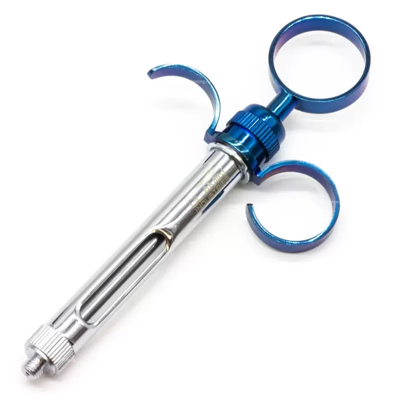 Карпульный шприц для дентальной анестезии с металлической ручкой и аспирацией, Blue