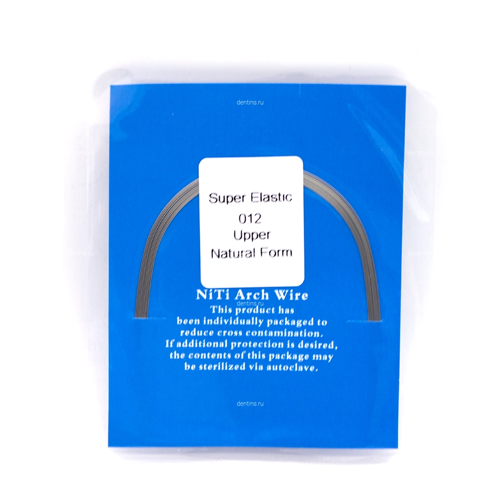 Дуга ортодонтическая NiTi круглая 012, верхняя, SuperElastic Natural A-quality, 10 шт