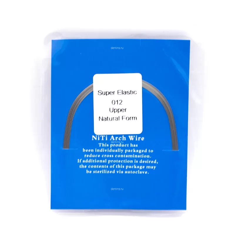 Дуга ортодонтическая NiTi круглая 012, верхняя, SuperElastic Natural A-quality, 10 шт