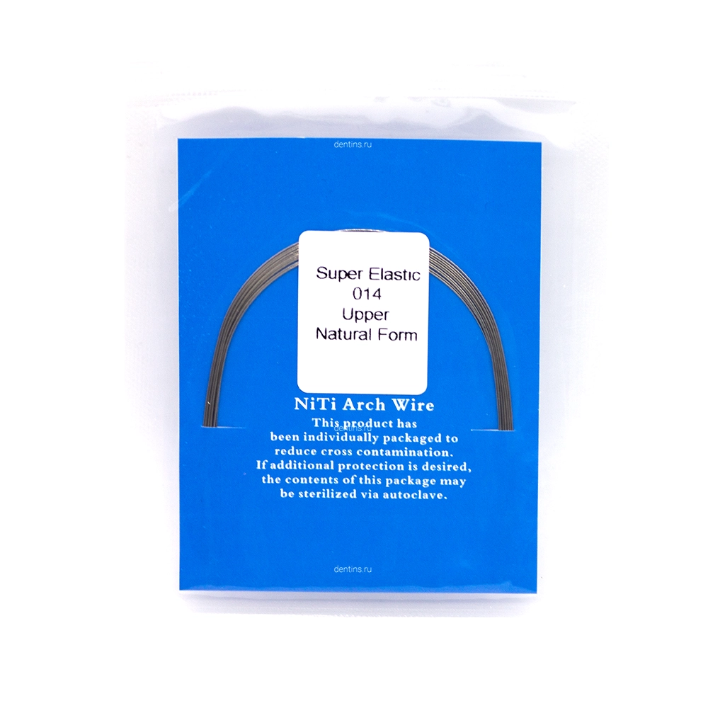 Дуга ортодонтическая NiTi круглая 014, верхняя, SuperElastic Natural A-quality, 10 шт