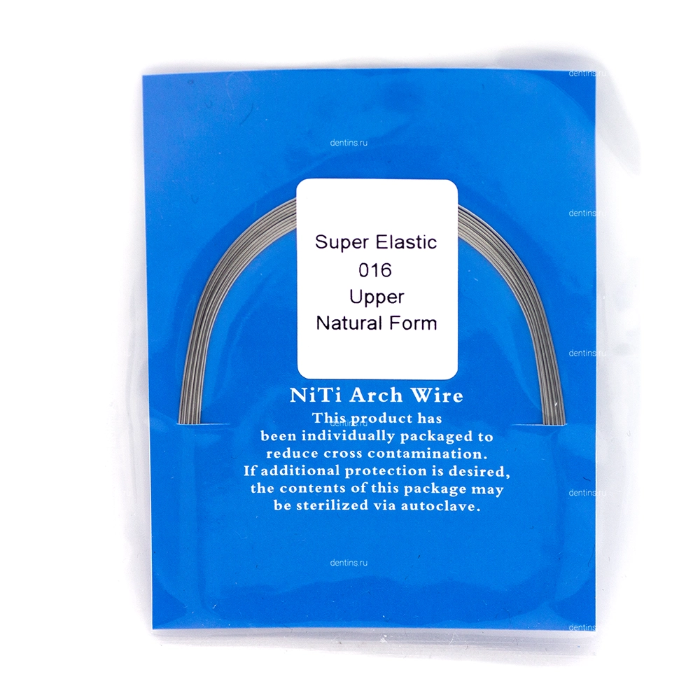 Дуга ортодонтическая NiTi круглая 016, верхняя, SuperElastic Natural A-quality, 10 шт