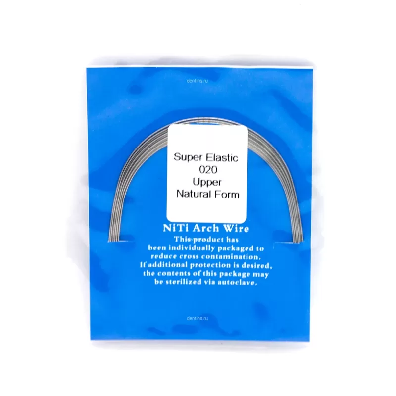 Дуга ортодонтическая NiTi круглая 020, верхняя, SuperElastic Natural A-quality, 10 шт
