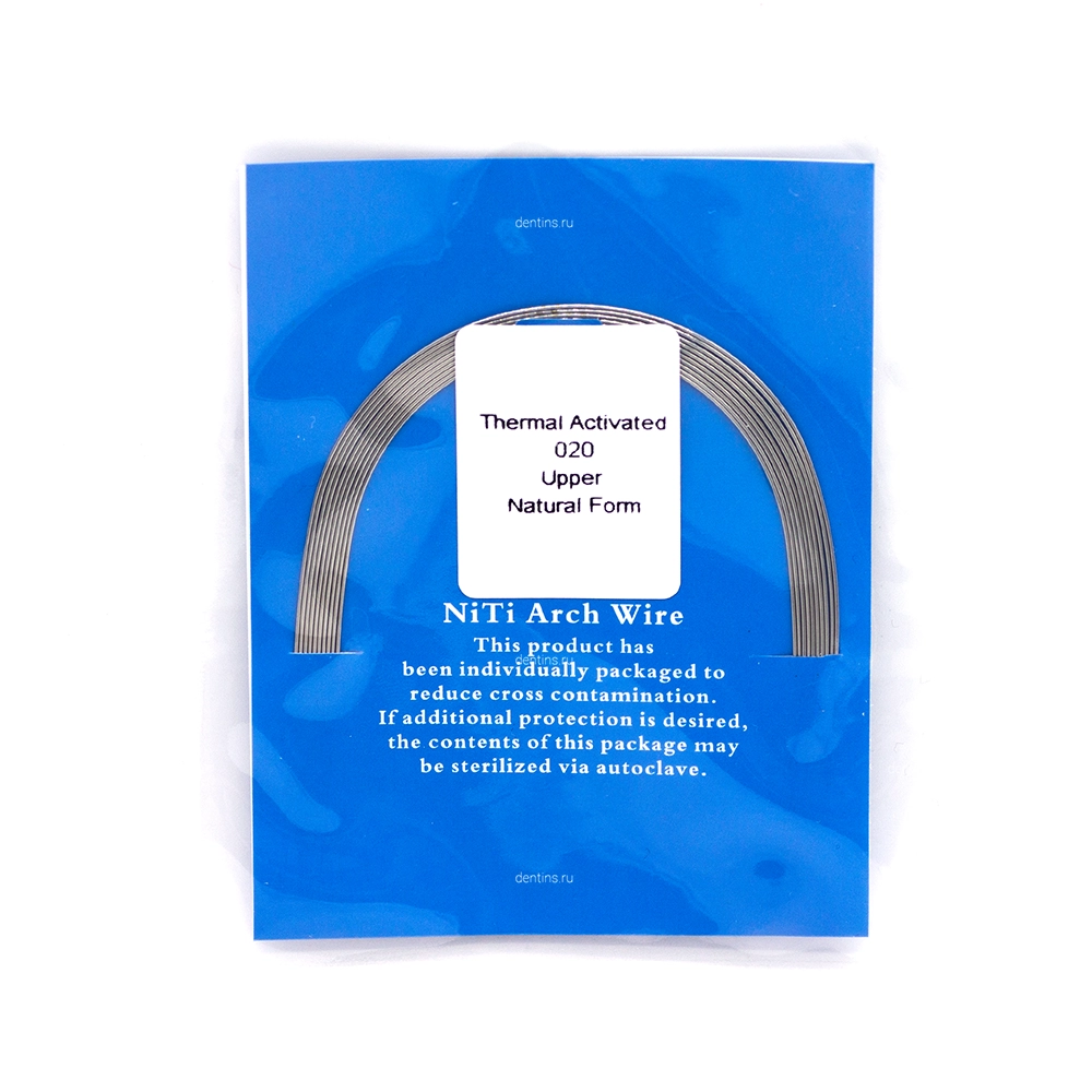 Дуга ортодонтическая NiTi круглая 020, верхняя, термоактивная Natural A-quality, 10 шт