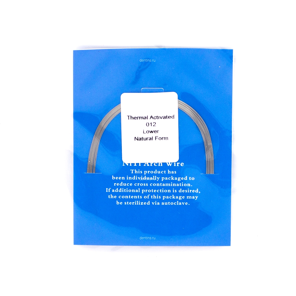 Дуга ортодонтическая NiTi круглая 012, нижняя, термоактивная Natural A-quality, 10 шт