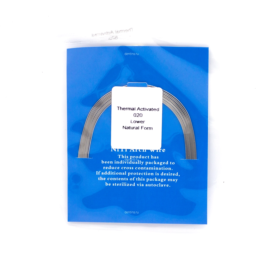 Дуга ортодонтическая NiTi круглая 020, нижняя, термоактивная Natural A-quality, 10 шт