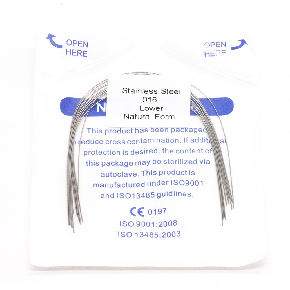 Дуга ортодонтическая стальная круглая 016, нижняя, Natural A-quality, 10 шт