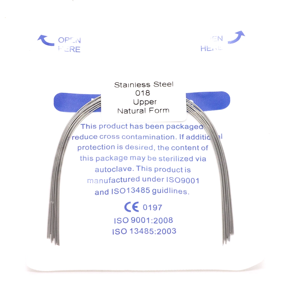 Дуга ортодонтическая стальная круглая 018, верхняя, Natural A-quality, 10 шт
