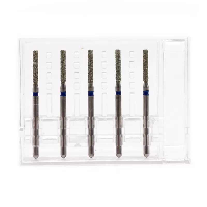 Бор алмазный для турбинного наконечника (1.6 мм FG), цилиндрический на длинной ножке, синий, 1,4 мм