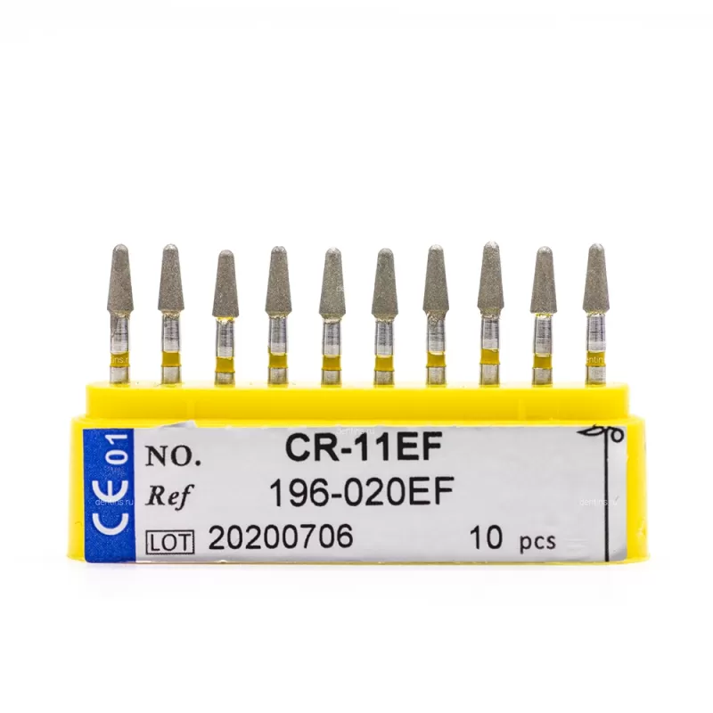 Бор алмазный для турбинного наконечника (1.6 мм FG), конусовидный (с закругл. концом), желтый, 2х5 мм