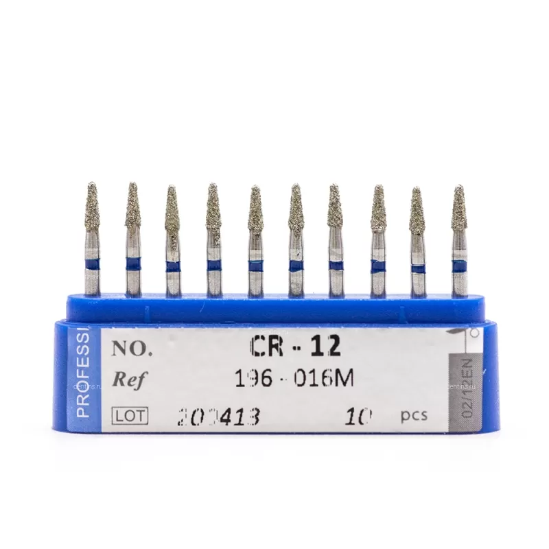 Бор алмазный для турбинного наконечника (1.6 мм FG), конусовидный (с закругл. концом), синий, 1,6x4 мм