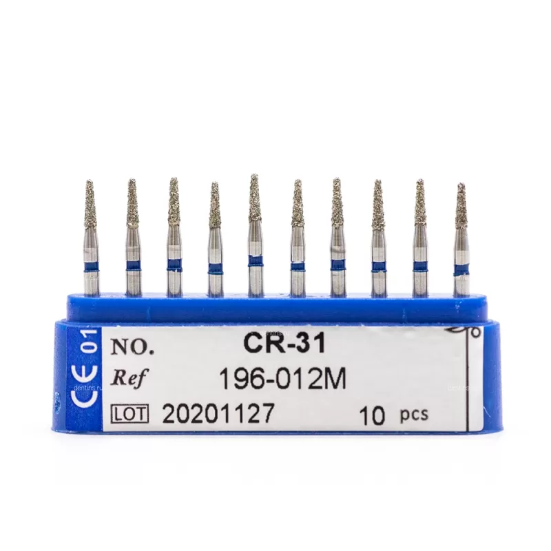 Бор алмазный для турбинного наконечника (1.6 мм FG), конусовидный (с закругл. концом), синий, 1,2x4 мм