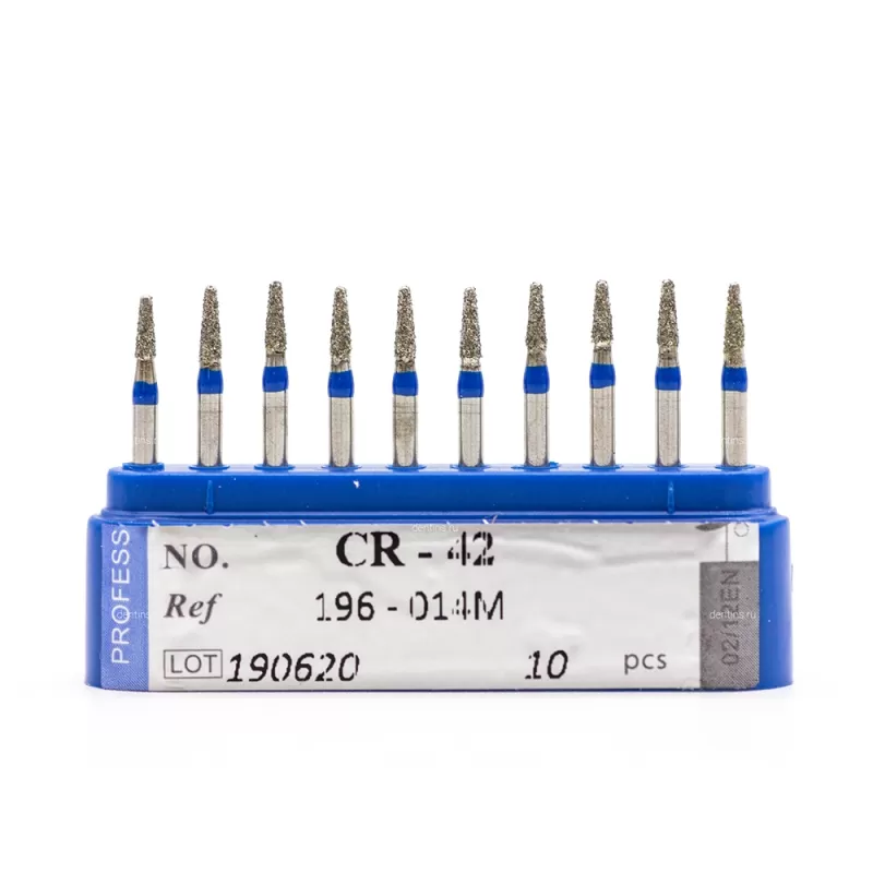 Бор алмазный для турбинного наконечника (1.6 мм FG), конусовидный (с закругл. концом), синий, 1,4x4 мм