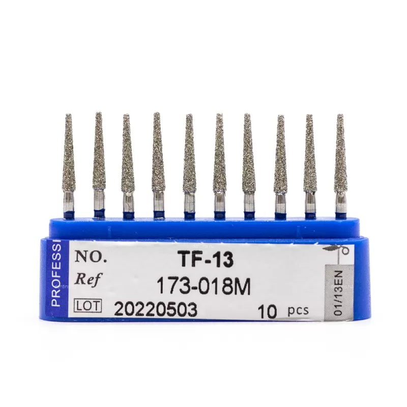 Бор алмазный для турбинного наконечника (1.6 мм FG), конусовидный (с плоским концом), синий, 1,8x10 мм