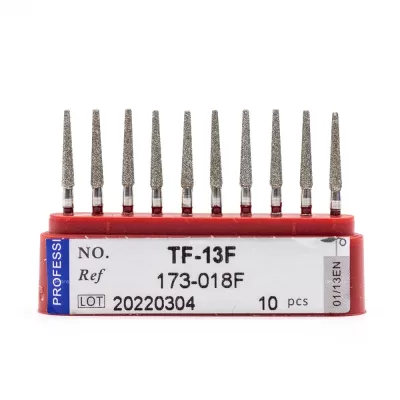 Бор алмазный для турбинного наконечника (1.6 мм FG), конусовидный (с плоским концом), красный, 1,8х10 мм