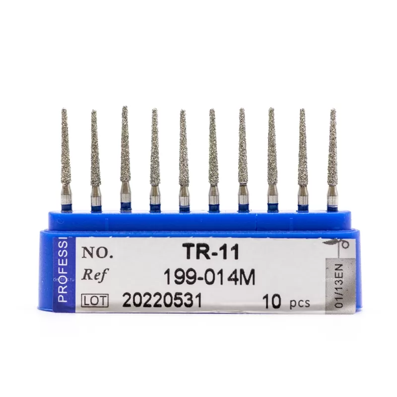 Бор алмазный для турбинного наконечника (1.6 мм FG), конусовидный (с закругл. концом), синий, 1,4x10 мм