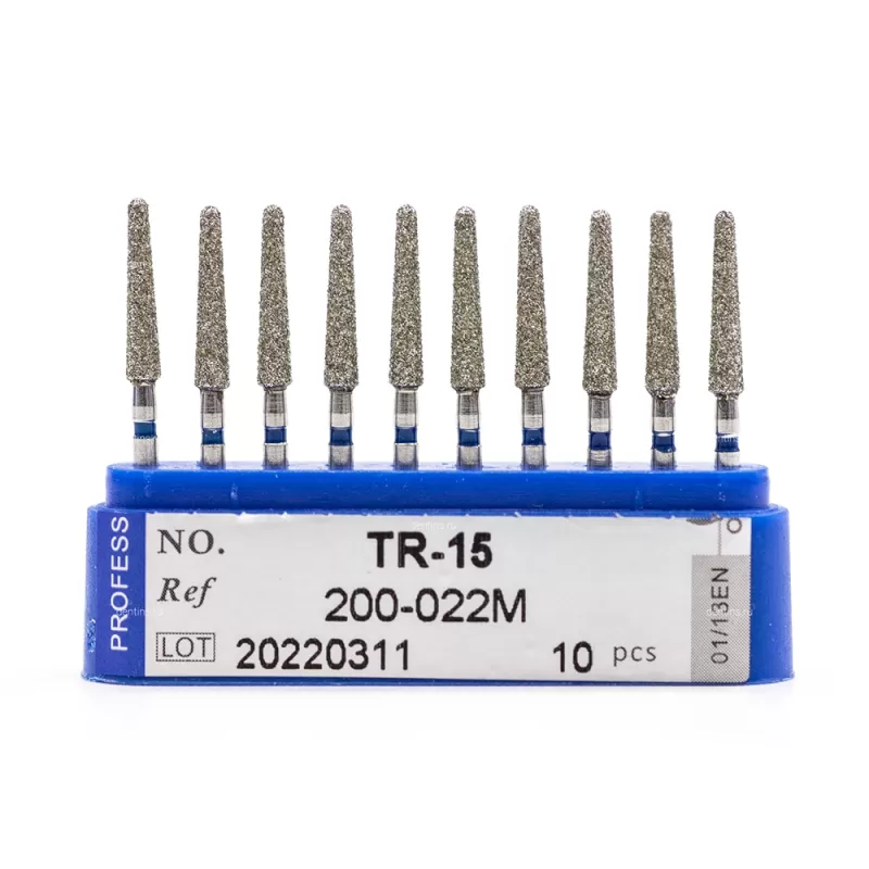 Бор алмазный для турбинного наконечника (1.6 мм FG), конусовидный (с закругл. концом), синий, 2,2x11 мм