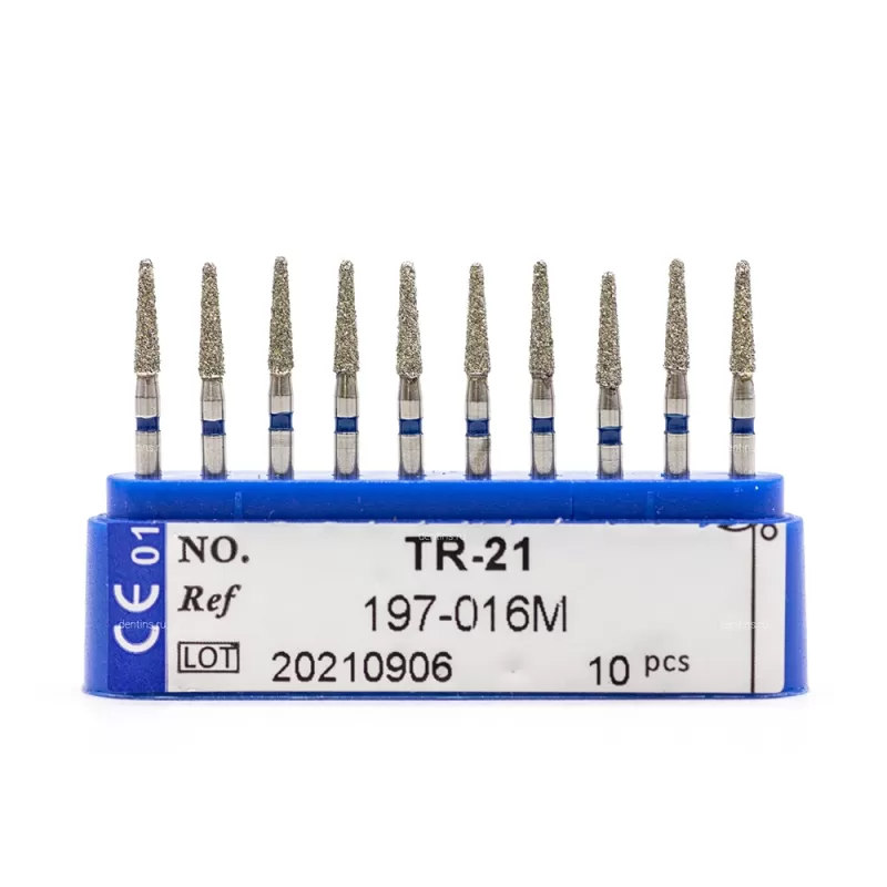 Бор алмазный для турбинного наконечника (1.6 мм FG), конусовидный (с закругл. концом), синий, 1,6x6,5 мм