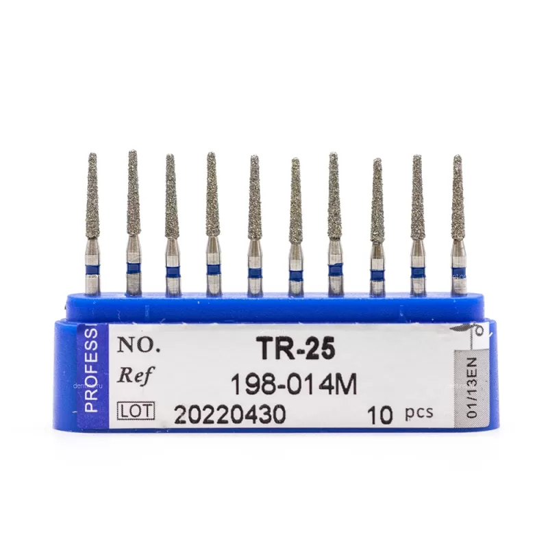 Бор алмазный для турбинного наконечника (1.6 мм FG), конусовидный (с закругл. концом), синий, 1,4x8 мм