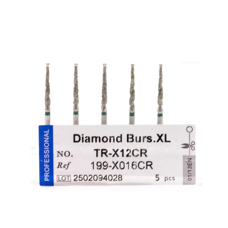 Бор алмазный для турбинного наконечника (1.6 мм FG), конусовидный с закруглённым концом на длинной ножке, зеленый, 1,6х10 мм, 5 шт