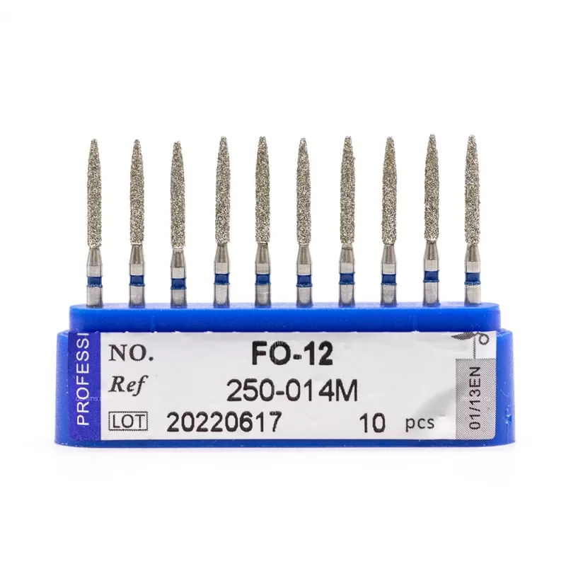 Бор алмазный для турбинного наконечника (1.6 мм FG), пламевидный, синий, 1,4x10 мм