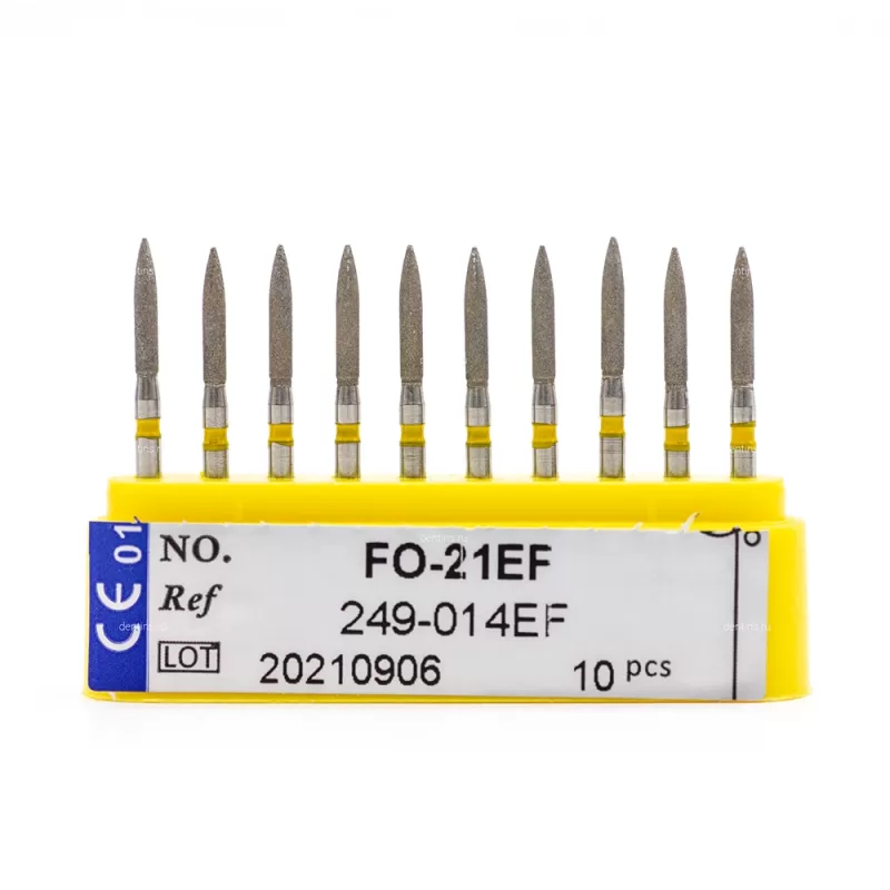 Бор алмазный для турбинного наконечника (1.6 мм FG), пламевидный, желтый, 1,4х8 мм