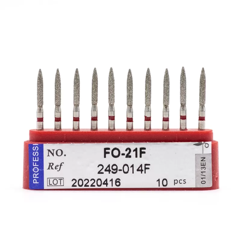 Бор алмазный для турбинного наконечника (1.6 мм FG), пламевидный, красный, 1,4 мм