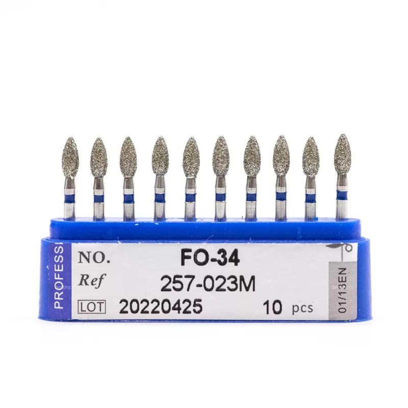 Бор алмазный для турбинного наконечника (1.6 мм FG), пламевидный, синий, 2,3x5 мм