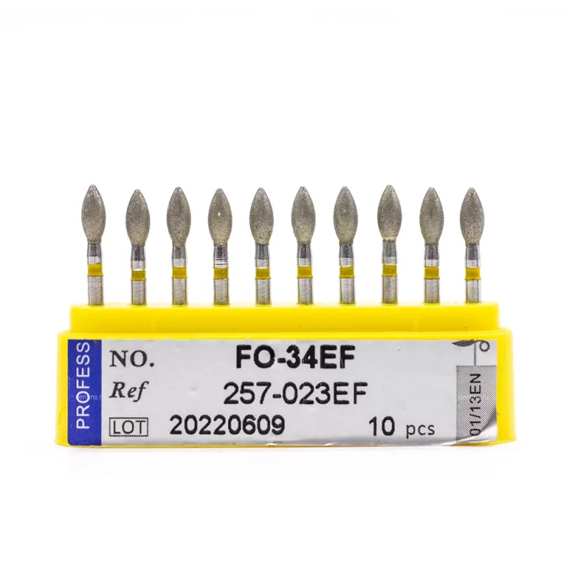 Бор алмазный для турбинного наконечника (1.6 мм FG), пламевидный, желтый, 2,3х5 мм