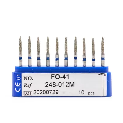 Бор алмазный для турбинного наконечника (1.6 мм FG), пламевидный, синий, 1,2x6 мм