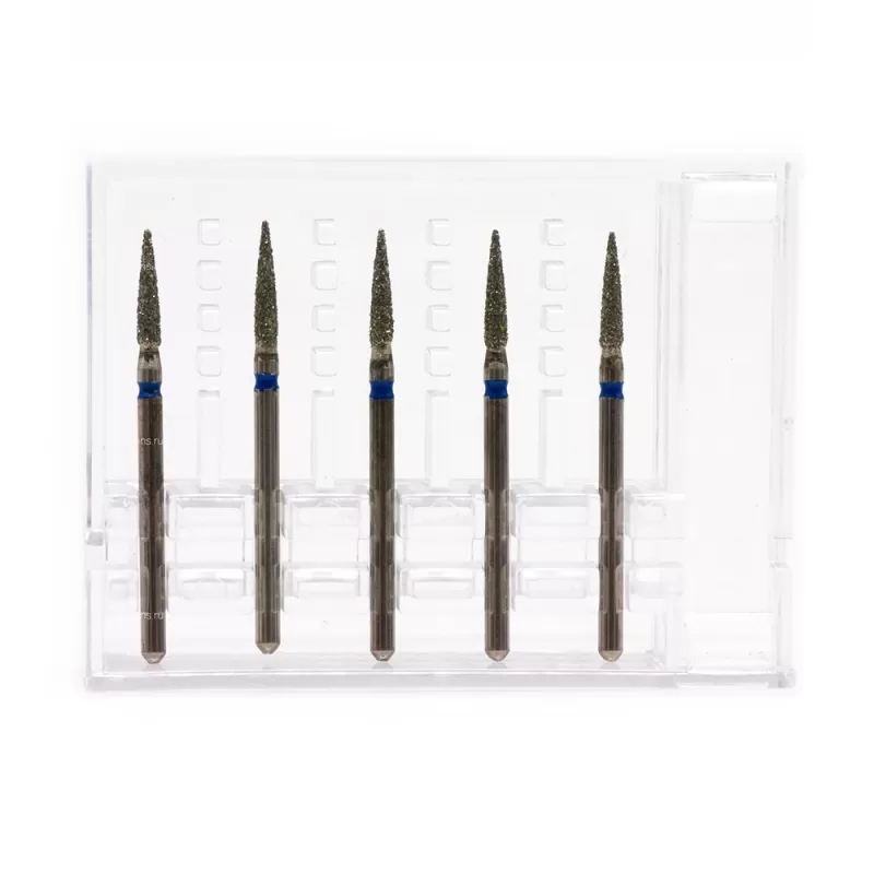 Бор алмазный для турбинного наконечника (1.6 мм FG), пламевидный на длинной ножке, синий, 1,6 мм