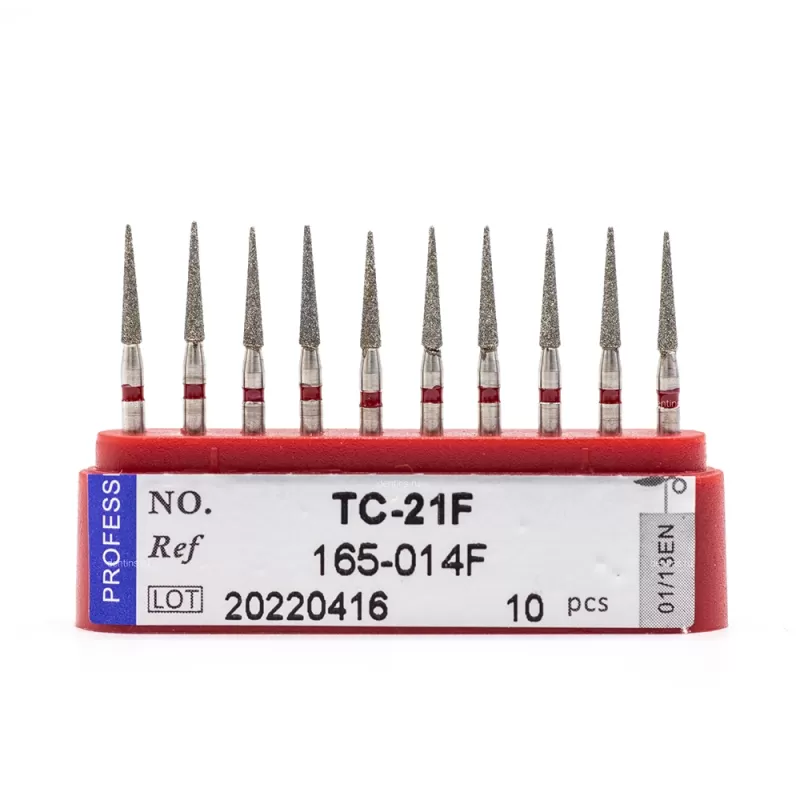 Бор алмазный для турбинного наконечника (1.6 мм FG), пиковидный, красный, 1,4 мм