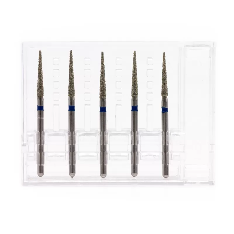 Бор алмазный для турбинного наконечника (1.6 мм FG), пиковидный на длинной ножке, синий, 1,6 мм