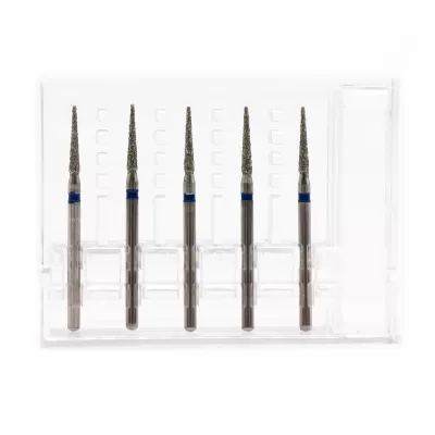 Бор алмазный для турбинного наконечника (1.6 мм FG), пиковидный на длинной ножке, синий, 1,4 мм