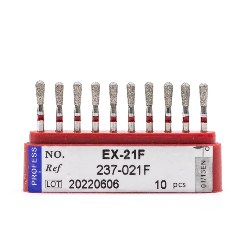 Бор алмазный для турбинного наконечника (1.6 мм FG), грушевидный, красный, 2,1 мм