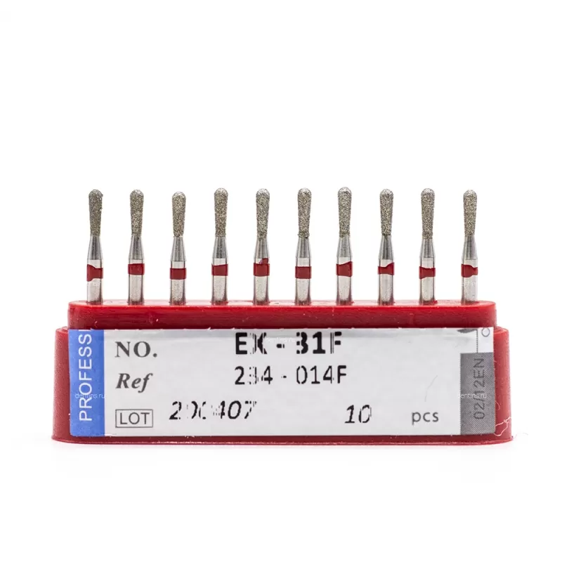 Бор алмазный для турбинного наконечника (1.6 мм FG), грушевидный, красный, 1,4 мм