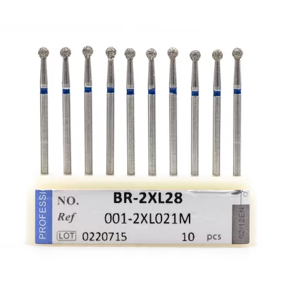 Бор алмазный для турбинного наконечника (1.6 мм FG), шаровидный на сверхдлинной ножке, синий, 2,1 мм