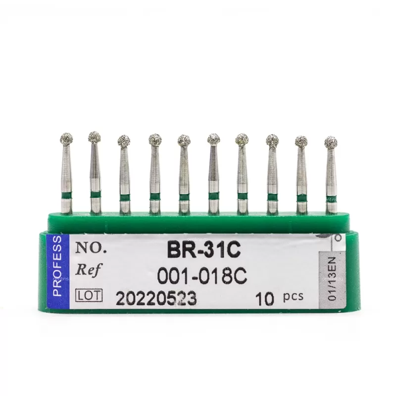 Бор алмазный для турбинного наконечника (1.6 мм FG), шаровидный, зеленый, 1,8 мм