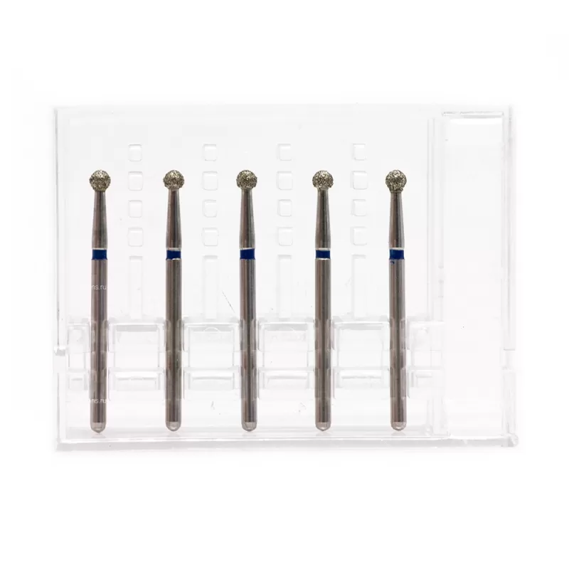 Бор алмазный для турбинного наконечника (1.6 мм FG), шаровидный на длинной ножке, синий, 2,1 мм