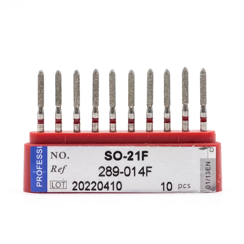 Бор алмазный для турбинного наконечника (1.6 мм FG), торпедовидный, красный, 1,4 мм