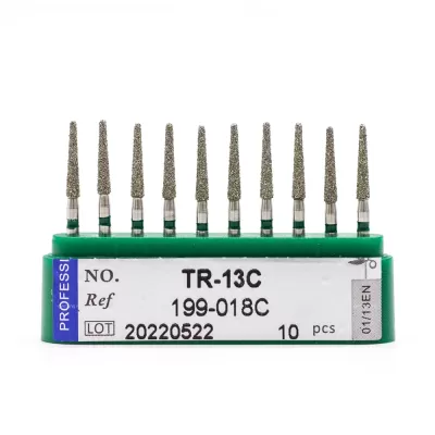 Бор алмазный для турбинного наконечника (1.6 мм FG), конусный с закругленным концом, зеленый, 1,8 мм, 10 шт