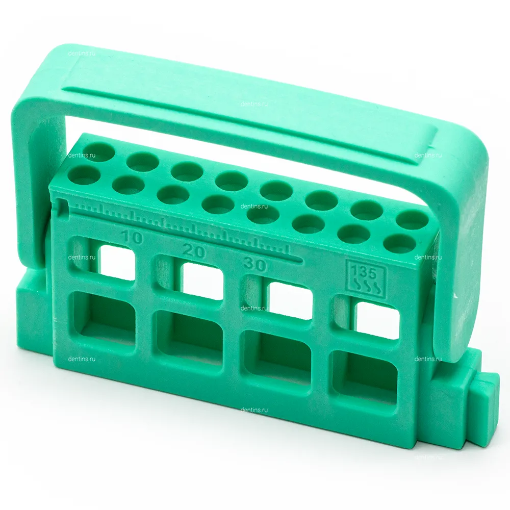 Автоклавируемая подставка под эндодонтические файлы (16 ячеек), зеленая