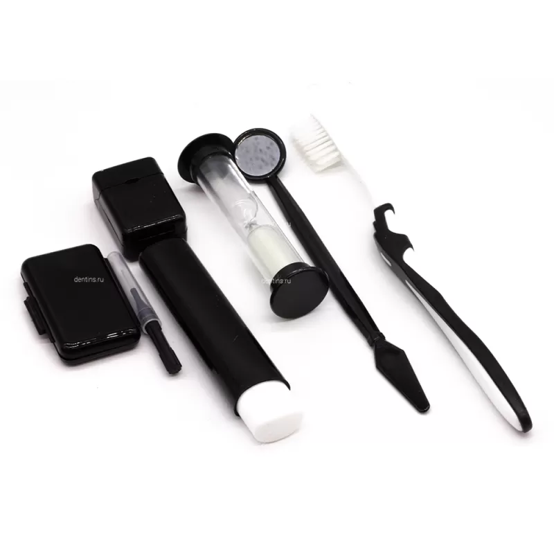 Ортодонтический набор по уходу за полостью рта в косметичке, черный Ортодонтический набор по уходу за полостью рта в косметичке, черный