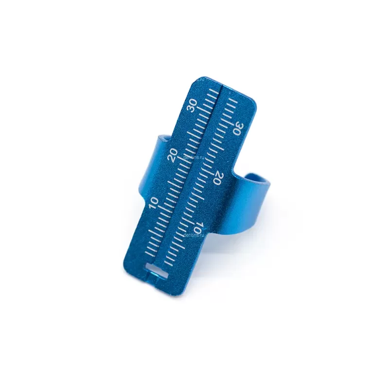 Линейка эндодонтическая на палец металлическая, голубая фото Линейка эндодонтическая на палец металлическая, голубая