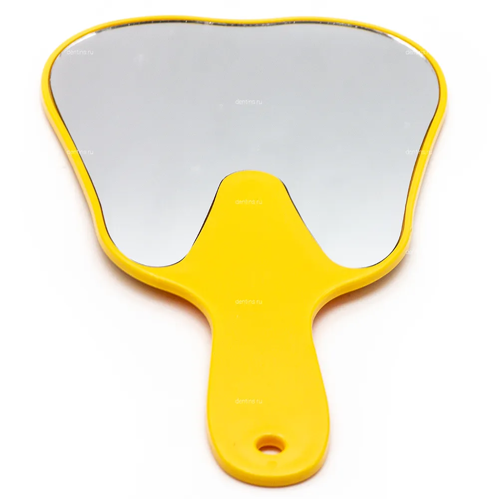 Зеркало для пациента в форме зуба, желтое фото