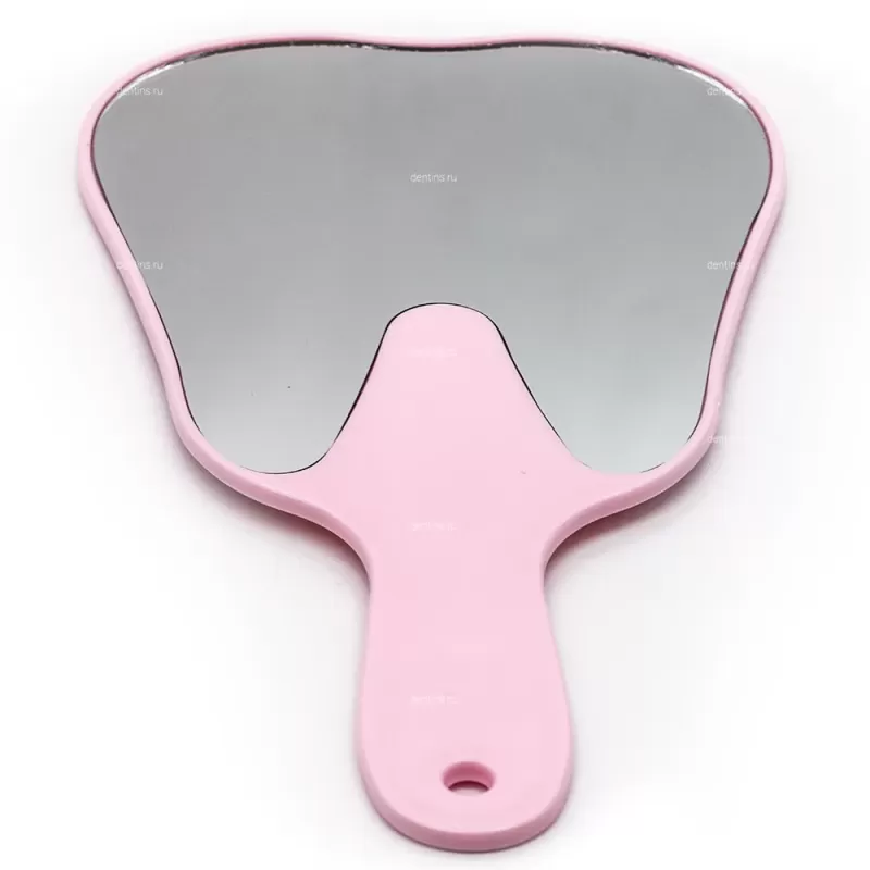 Зеркало для пациента в виде зуба, розовое